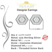 King Of Bling's 0.10ct Diamond 925 Sterling Silver Hip Hop White Stud Earring For Men / Women KING OF BLINGS