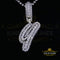 White Cursive 3D Alphabet Shape 925 Sterling Silver Cubic Zirconia Pendant KING OF BLINGS