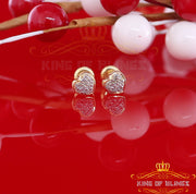 King Of Bling's 10K Real Yellow Gold Real Diamond 0.05CT Men's/Women's Stud Micro Heart Earring KING OF BLINGS