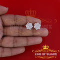King of Bling's 4.34ct Cubic Zirconia 925 Yellow Silver Women's & Men's Hip Hop Floral Earrings KING OF BLINGS