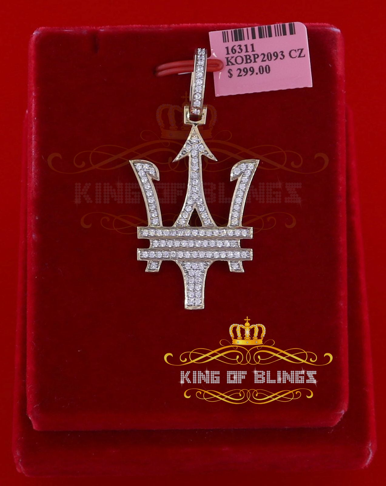Promising Yellow Sterling Silver Charming Necklance Pendant1.35ct Cubic Zirconia KING OF BLINGS