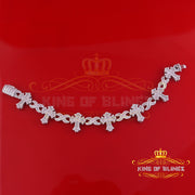 King Of Bling's 925 Silver White 9.00ct Moissanite budded cross Men's/Womens Bracelet 8 Inch. KING OF BLINGS