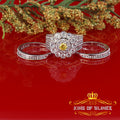 White Silver 7.50ct CZ Flower 7 stone Double Halo Bridal Women's Ring Size 7 KING OF BLINGS