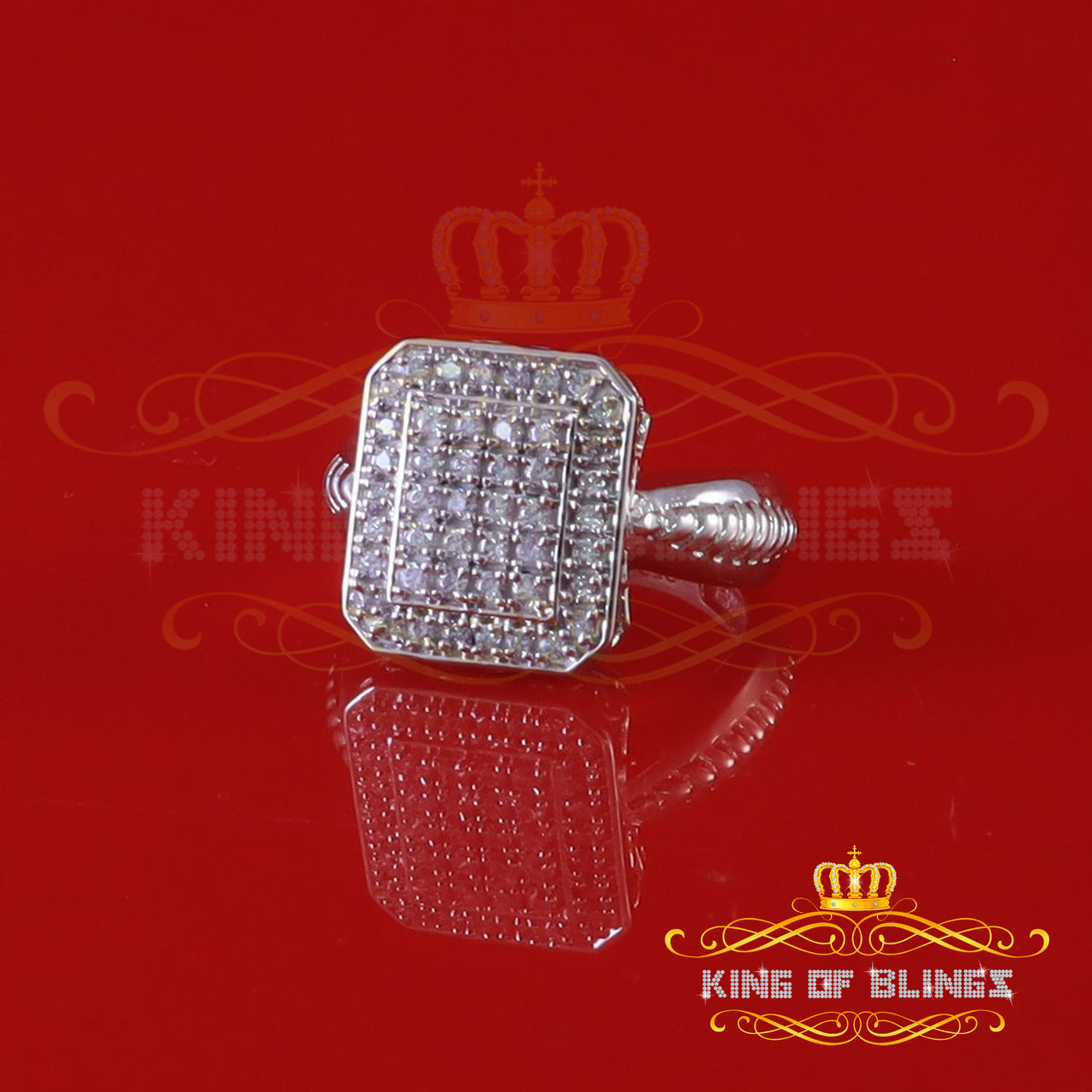 King Of Bling's1.10ct Sterling White Silver Square 925 Cubic Zirconia Luxury Womens Ring SZ 7.5
