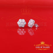 King of Blings- 3.00ct Cubic Zirconia 925 White Silver Sterling Hip Hop Floral Women's Earrings KING OF BLINGS
