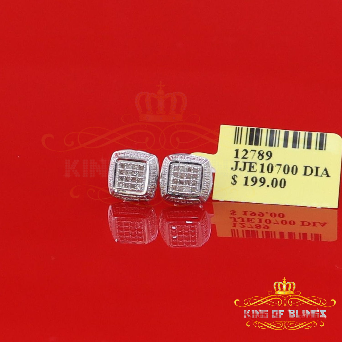 King Of Bling's 0.10ct Diamond Stud Earrings For Women White 925 Sterling Silver Stud For Men KING OF BLINGS