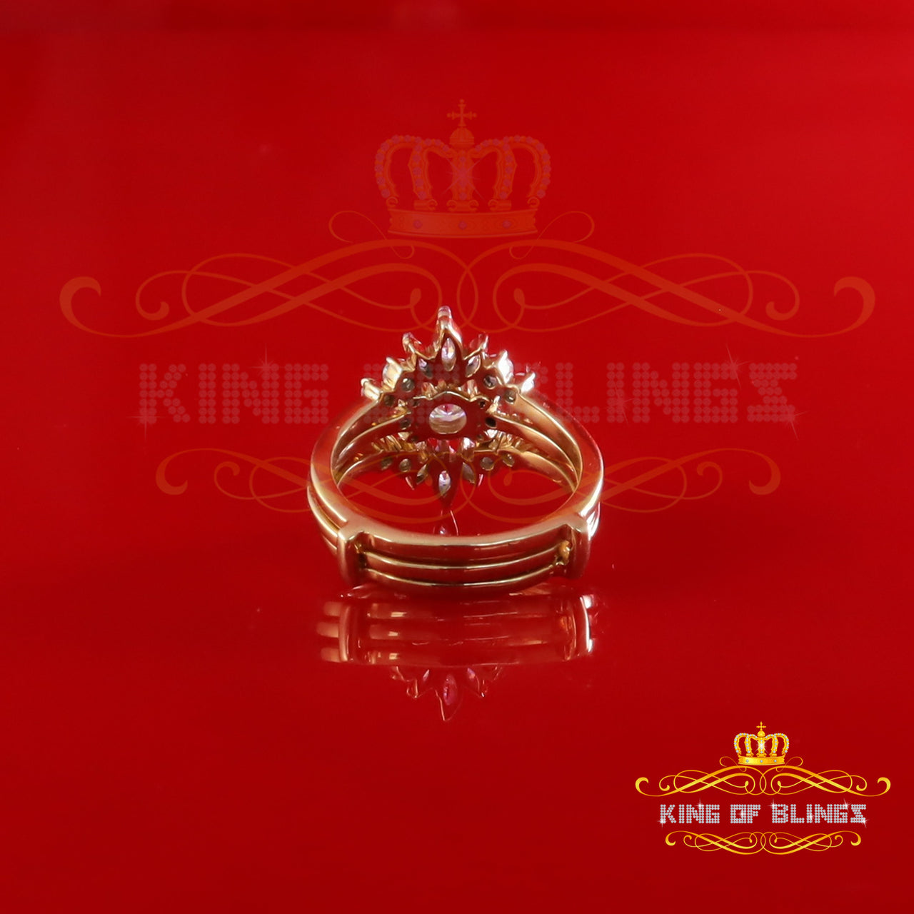 King of Bling's Bridal Womens 925 Sterling Silver Moissanite 1.25ct VVS 'D' Yellow Rings Size 7 King of Blings