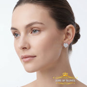 King Of Bling's 925 Sterling Silver 0.10ct Diamond Heart Earrings For Women White Stud For Men KING OF BLINGS