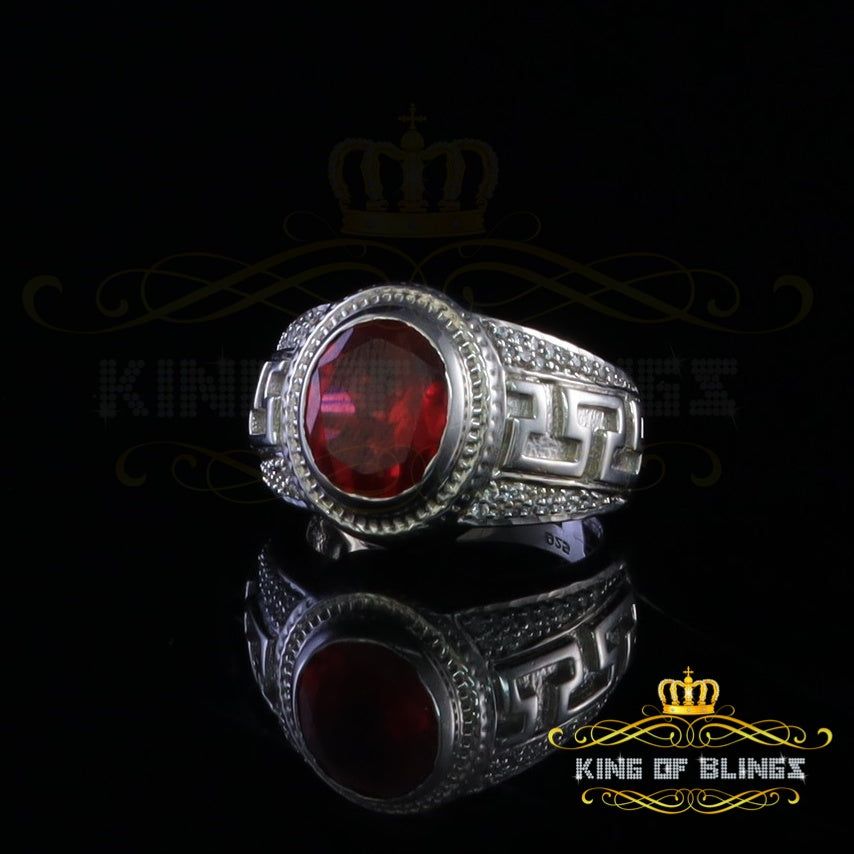 King Of Bling's8.10ct White Silver Oval Cubic Zirconia Men's Ring Adjustable Ring From SZ 9 to 11