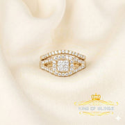 King Of Bling's 925 Sterling Yellow Silver Square 1.50ct Cubic Zirconia Womens Ring Size - 9 KING OF BLINGS