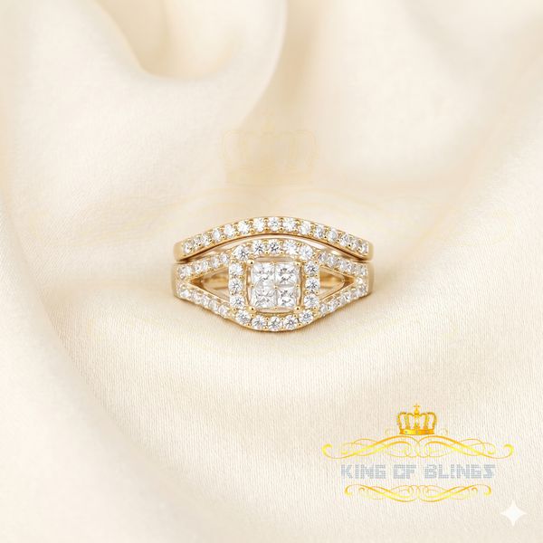 King Of Bling's 925 Sterling Yellow Silver Square 1.50ct Cubic Zirconia Womens Ring Size - 9 KING OF BLINGS