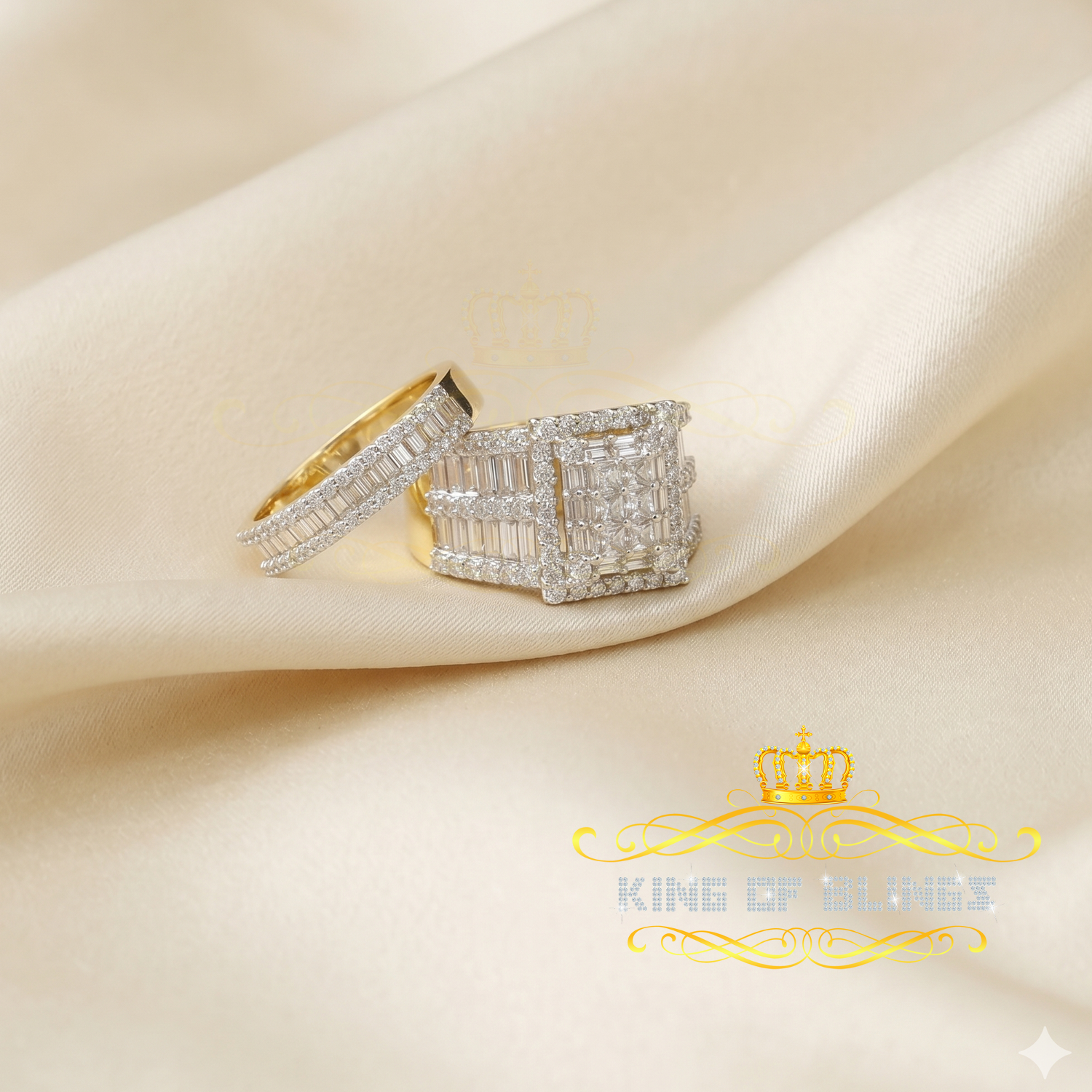King Of Bling's Sterling Yellow Silver Square 5.00ct Cubic Zirconia Bridal Womens Ring Size 7 KING OF BLINGS