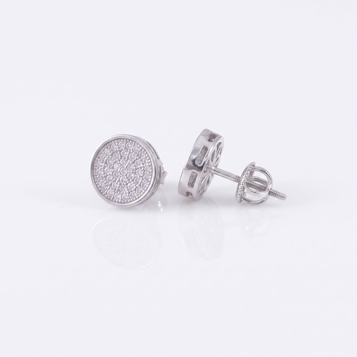 King of Bling's 0.78ct Cubic Zirconia 925 White Silver Women's & Men's Hip Hop Round Earrings KING OF BLINGS