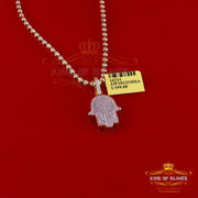 King Of Bling's Real 0.33ct Diamond 925 Sterling Silver HAMSA Charm Necklace Pendant in Yellow KING OF BLINGS