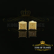 King of Blings-0.15ct Yellow Diamond 925 Sterling Silver Stud Women's/ Men's Square Earrings KING OF BLINGS