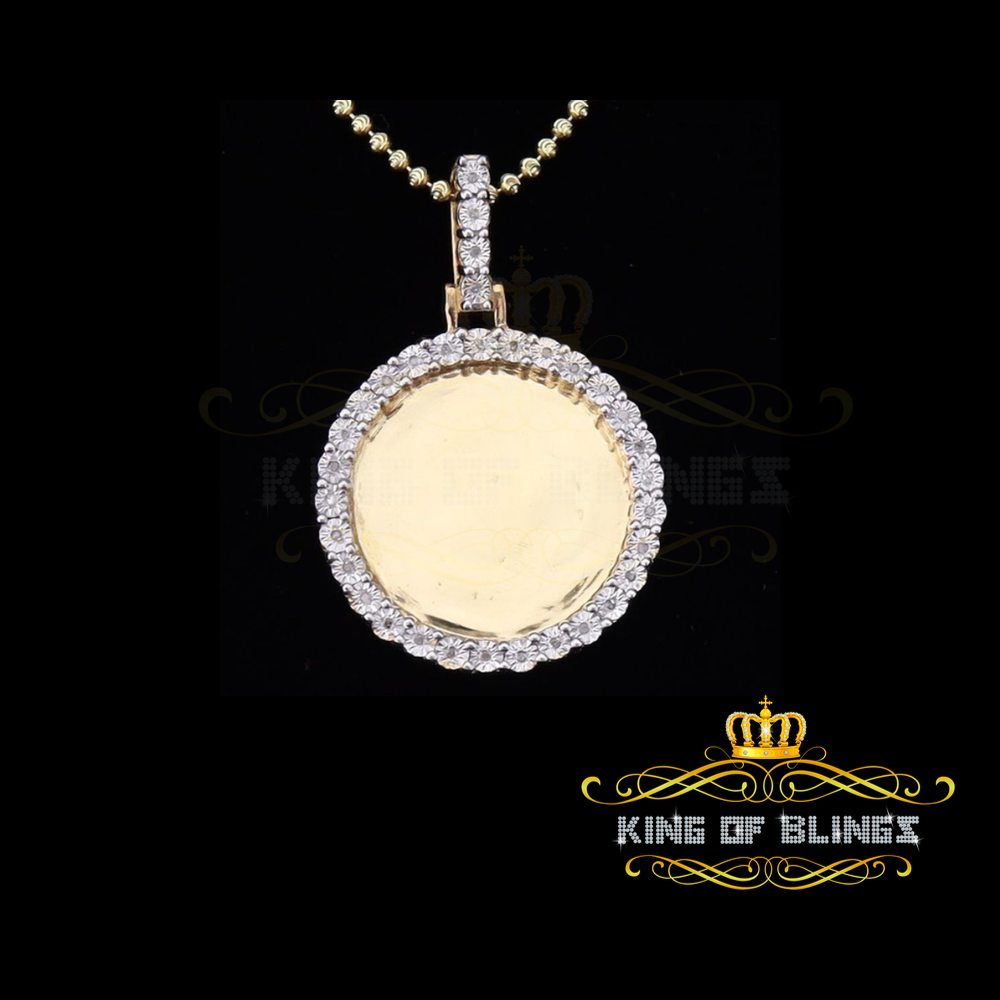 King Of Bling's Real 0.15ct Diamond Sterling Silver 1.25" PICTURE Charm Fashion Yellow Pendant