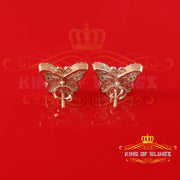 King  of Bling's Men's/Womens 925 Silver Yellow 0.50ct VVS 'D' Moissanite Butterfly Stud Earrings KING OF BLINGS