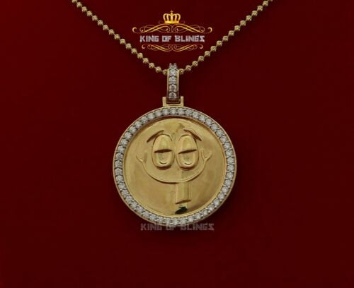 Yellow Sterling Silver FASHION CHARM Necklace Pendant with 3.57ct Cubic Zirconia KING OF BLINGS