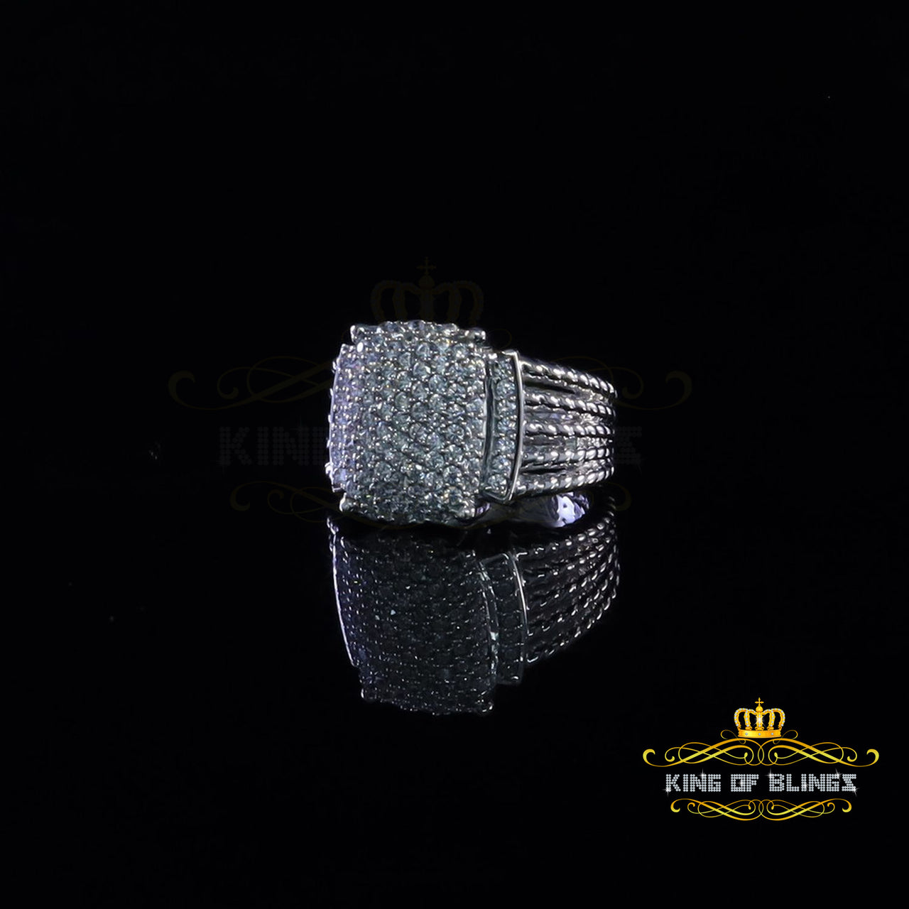 Silver Sterling White 1.95ct Cubic Zirconia Adjustable Men Ring From SZ 8 to 10