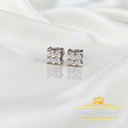 King Of Bling's 0.03ct Diamond Stud Earrings For Women White 925 Sterling Silver Stud For Men KING OF BLINGS