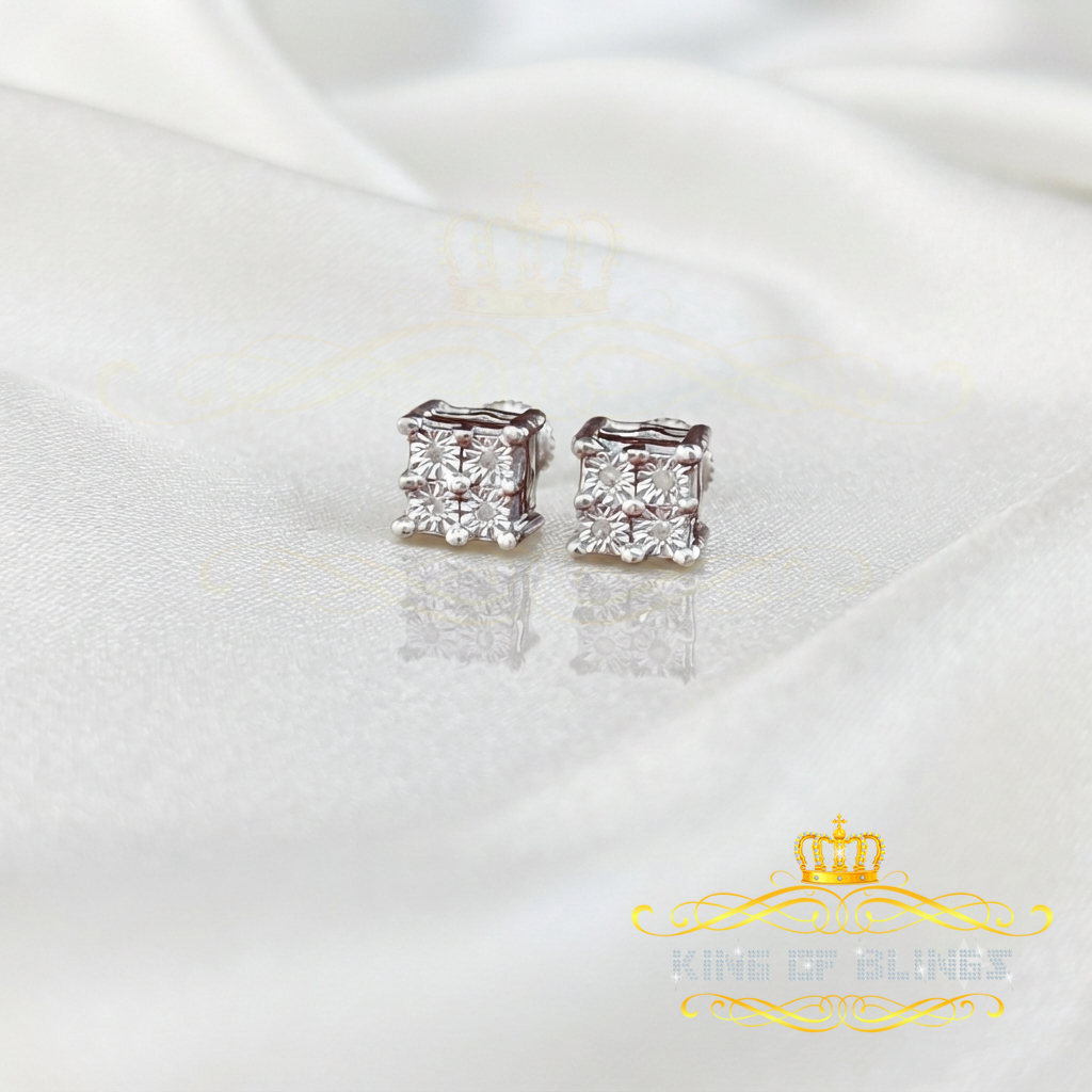 King Of Bling's 0.03ct Diamond Stud Earrings For Women White 925 Sterling Silver Stud For Men KING OF BLINGS