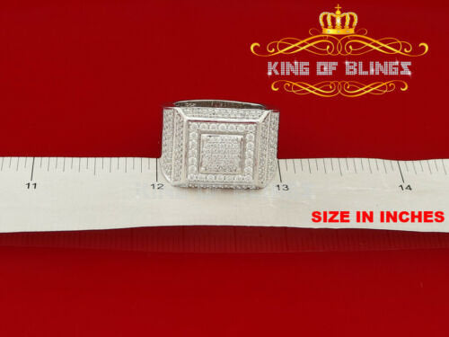 King Of Bling'sSterling White 3.50ct Cubic Zirconia Square Men Adjustable Ring From SZ 9 to 11 KING OF BLINGS