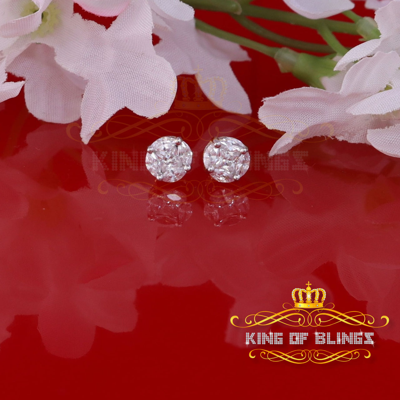 King of Bling's Yellow 1.43ct Sterling Silver Cubic Zirconia Round Earrings For Men's & Women's KING OF BLINGS