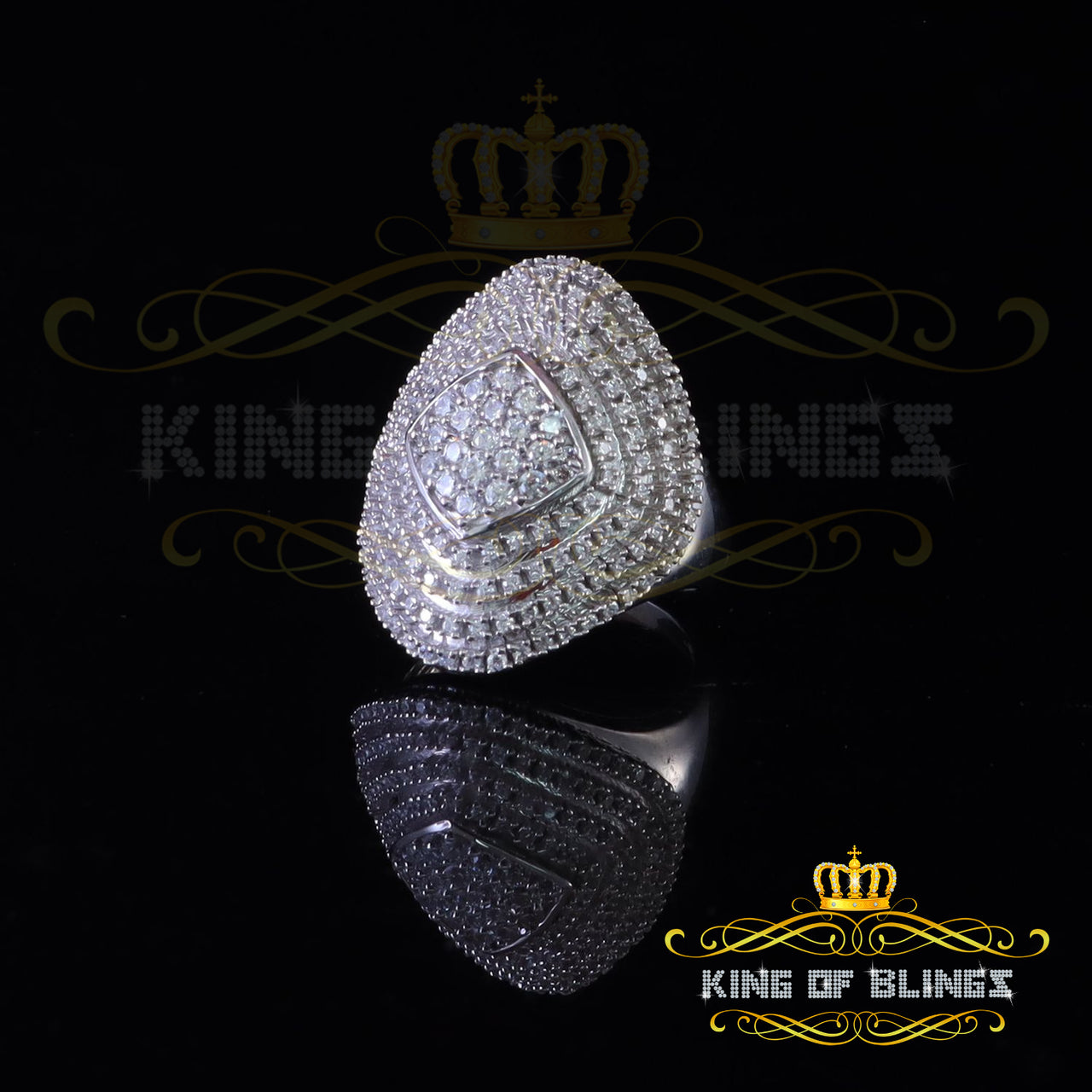 King Of Bling's925 Sterling Silver White Cubic Zirconia 1.67ct Cocktail Women's Ring Size 7.5