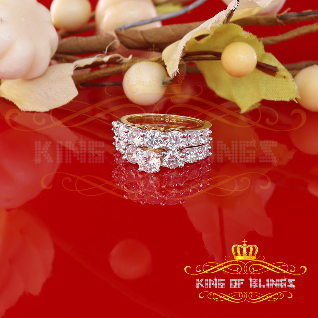 925 Women's 4.82ct Cubic Zirconia Yellow Silver Bridal Fashion Ring Sz 7 KING OF BLINGS