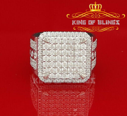 King Of Bling'sWhite Silver 4.90ct Cubic Zirconia Square Men's Adjustable Ring SZ From 9 to 11 KING OF BLINGS