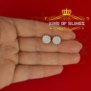 King of Blings- Aretes Para Hombre 925 White Silver 1.22ct Cubic Zirconia Round Women's Earring KING OF BLINGS
