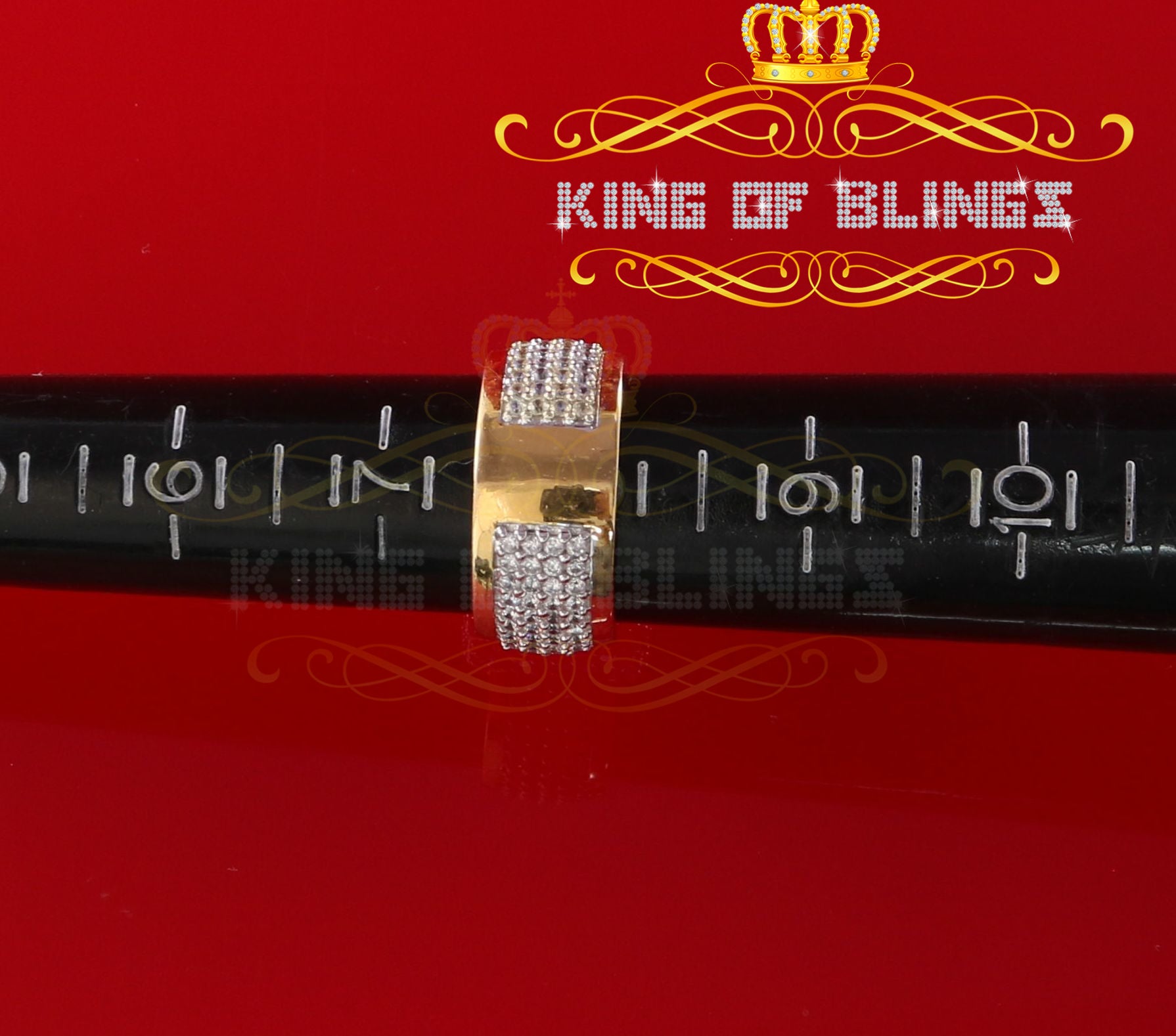 King Of Bling's 925 Silver Yellow 8.50ct Cubic Zirconia Wide Square Fancy Unisex Ring Size 8 KING OF BLINGS