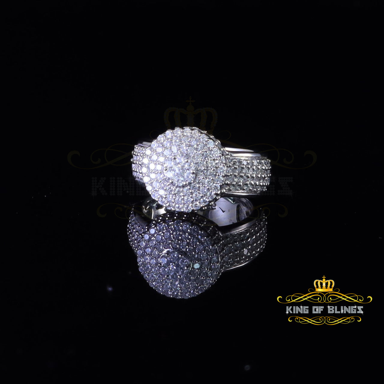 King Of Bling'sSterling White Silver Round-Shaped 4.75ct Cubic Zirconia Womens Ring Size 7.5
