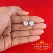 King Of Bling's 925 Sterling Silver White 0.07ct Diamond For Men's & Women's Floral Earrings KING OF BLINGS
