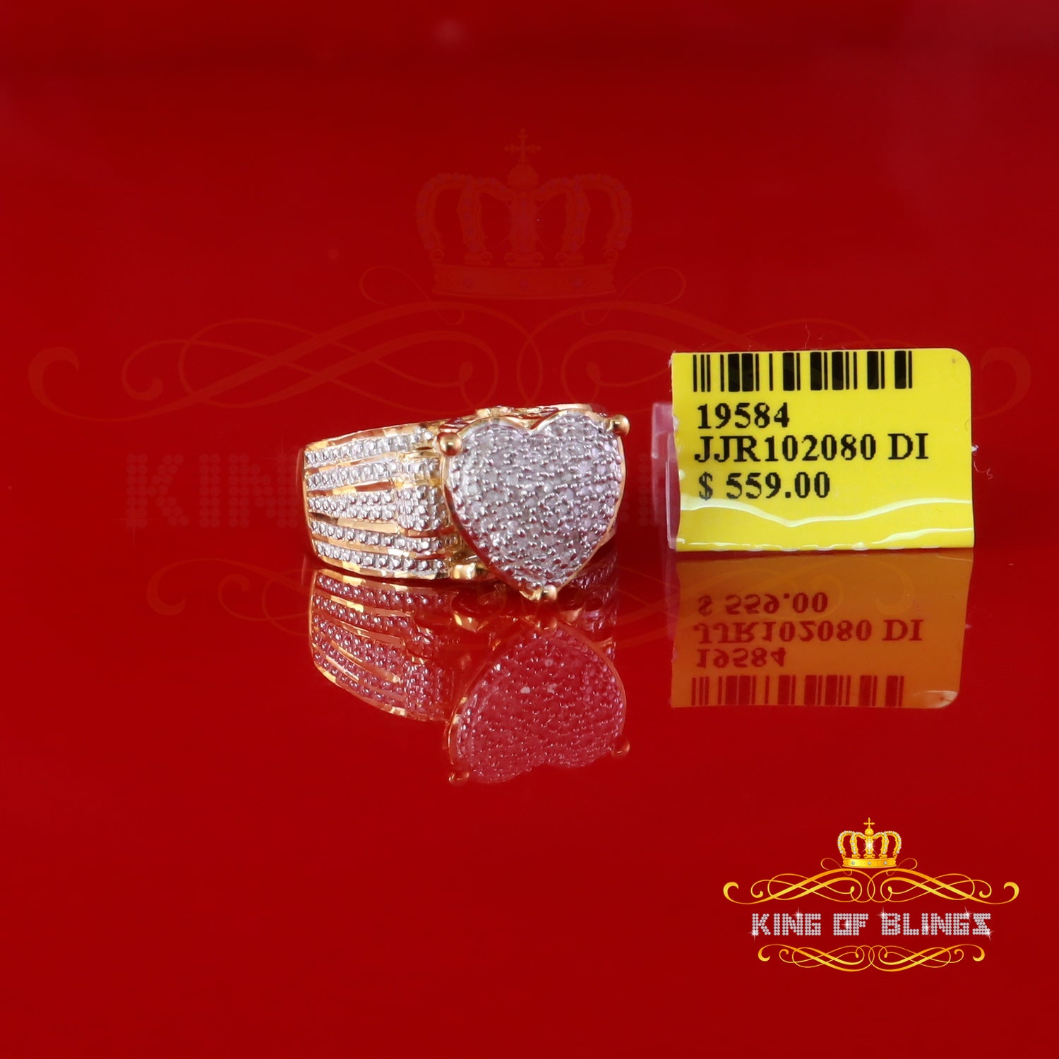King Of Bling's Yellow Promise Heart Real Diamond 0.20ct 925 Sterling Silver Womens Ring Size 7 KING OF BLINGS