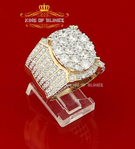 King Of Bling's 925 Yellow Silver Cubic Zirconia 18.25ct Men's Adjustable Ring From SZ 11 to 13 KING OF BLINGS