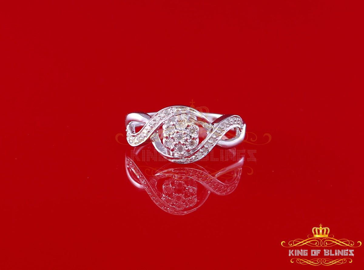 King Of Bling's 0.15 CT Real Diamond 925 Sterling Silver White Geometrical Womens Ring Size 7 KING OF BLINGS