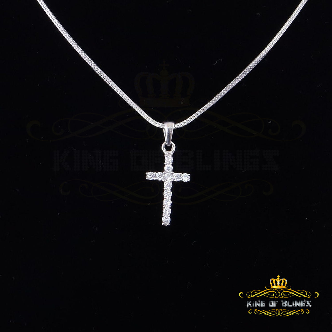 White Beautiful CROSS Shape Sterling Silver Pendant 1.32ct Cubic Zirconia stone
