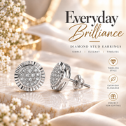 King Of Bling's 925 Sterling White Silver 0.10ct Diamond For Women's & Men's Round Earrings KING OF BLINGS