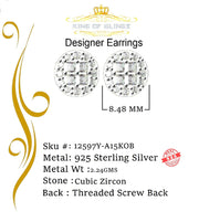 King of Bling's Aretes Para Hombre 925 Yellow Silver 1.68ct Cubic Zirconia Round Women's Earring KING OF BLINGS