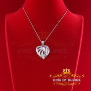 King Of Bling's Real 0.12CT Diamond HEART in 925 Sterling Silver White Charm Necklace Pendant KING OF BLINGS