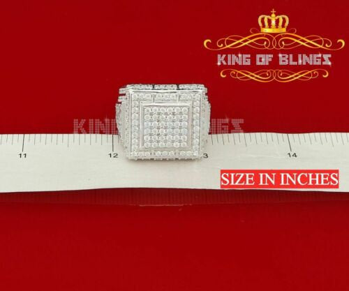 8.50ct Cubic Zirconia White Silver Square Men's Adjustable Ring SZ From 9 to 11 KING OF BLINGS
