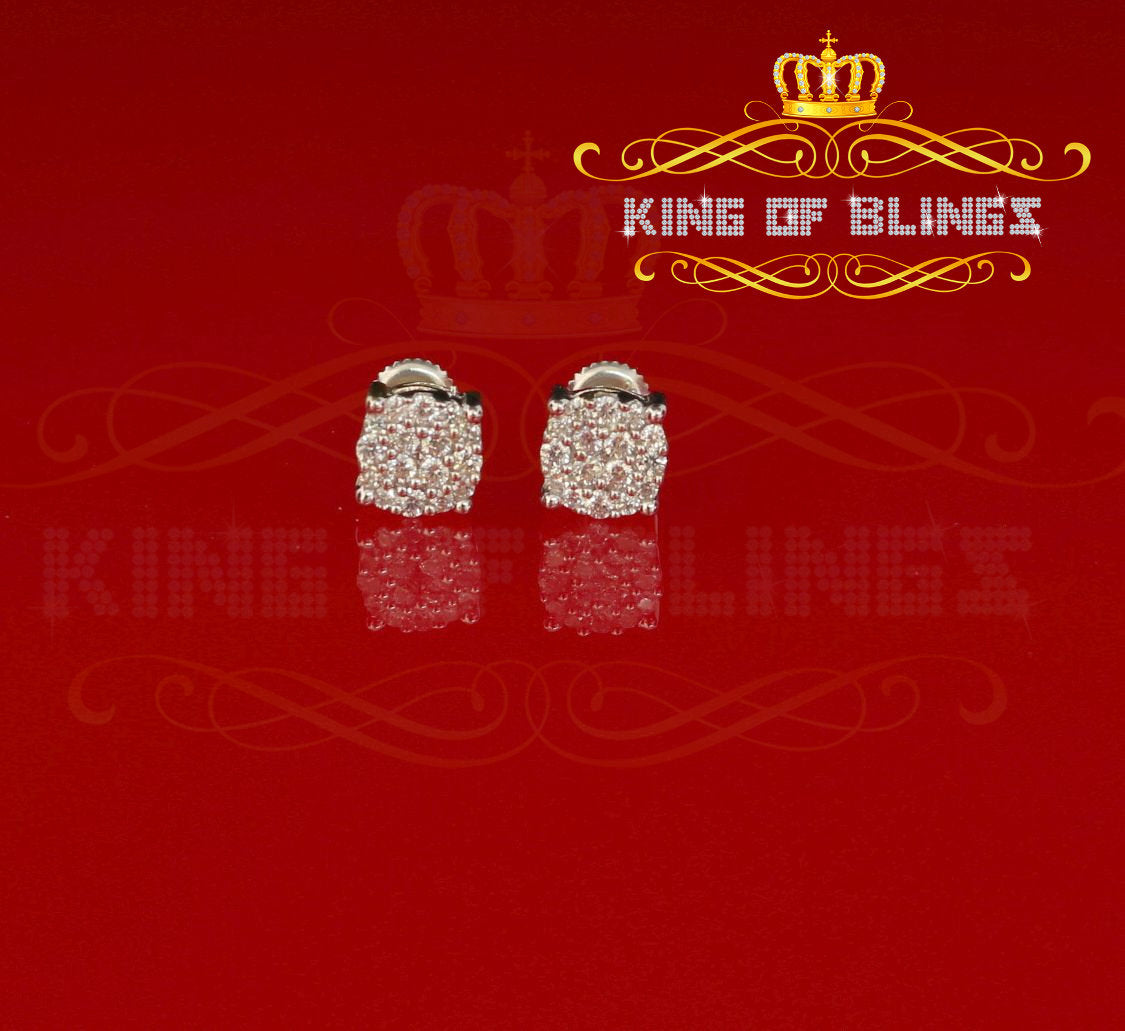 King of Blings- Aretes Para Hombre 925 White Silver 0.84ct Cubic Zirconia Round Women's Earring KING OF BLINGS