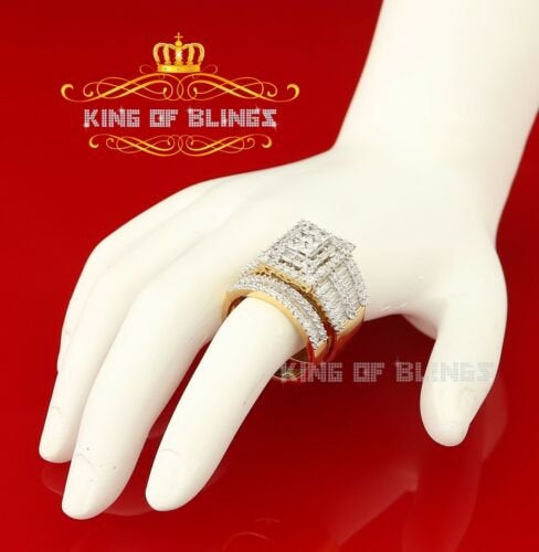 King Of Bling's Sterling Yellow Silver Square 5.00ct Cubic Zirconia Bridal Womens Ring Size 7.5 KING OF BLINGS