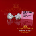 King of Blings- 1.18ct Cubic Zirconia 925 White Sterling Silver Women's Hip Hop Heart Earrings KING OF BLINGS
