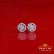 King  of Bling's New Yellow Floral 0.66ct VVS 'D' Moissanite Men/Womens 925 Silver Stud Earrings KING OF BLINGS