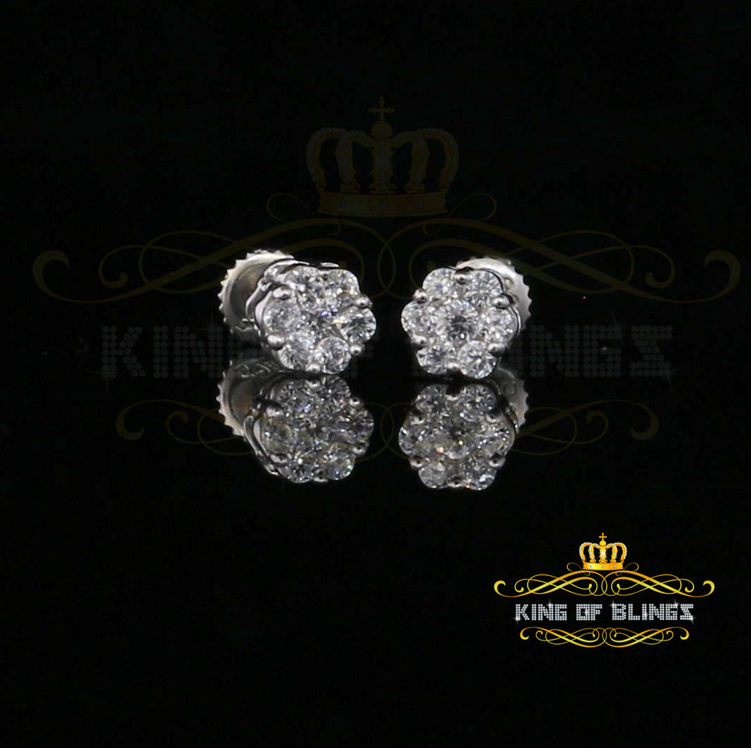 King of Bling's 1.14ct Cubic Zirconia 925 White Silver Sterling Hip Hop Floral Women's Earrings