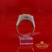 King of Bling's Yellow 925 Silver 6.50ct VVS 'D' Moissanite Stone Square Men's Rings Size 10 King of Blings