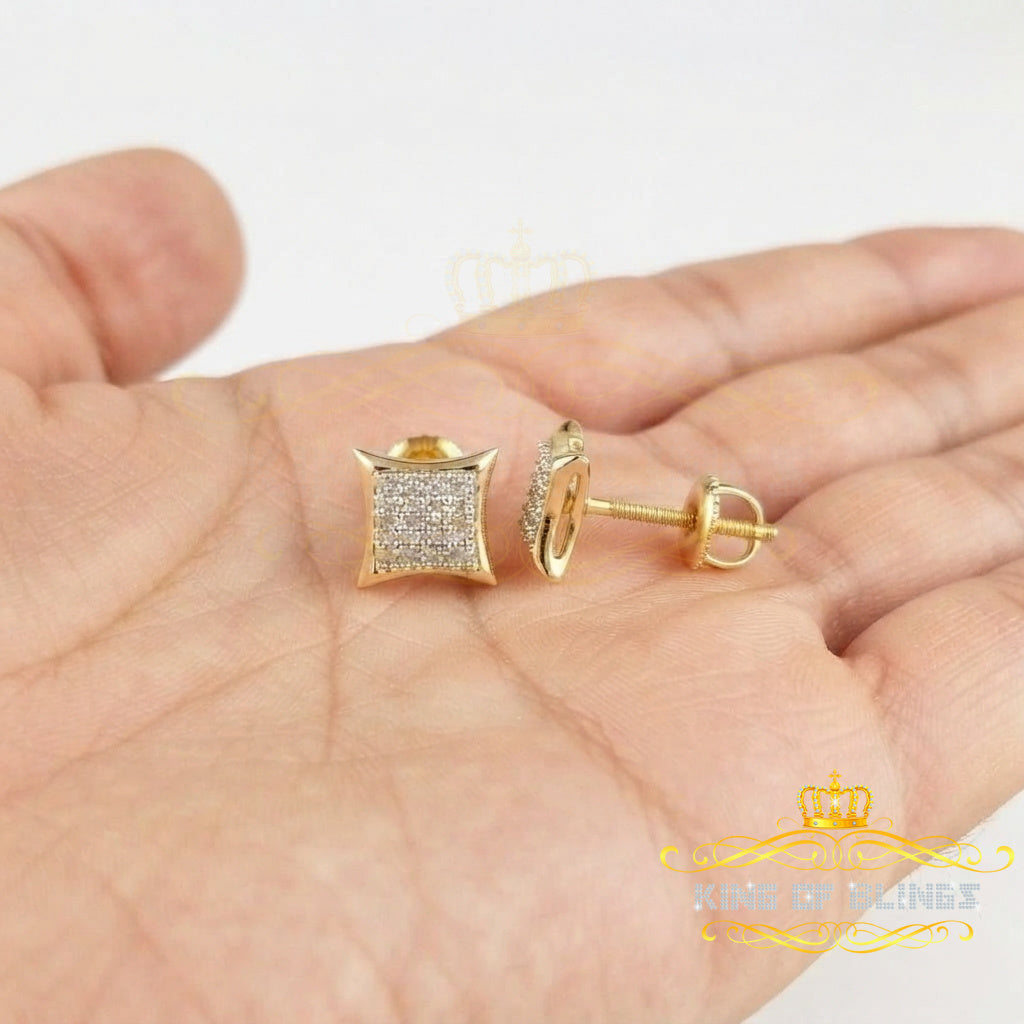 King Of Bling's 925 Sterling Yellow Silver Kite Shape 6.45MM size 0.10 CT Diamond Stud Earrings KING OF BLINGS