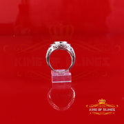 King Of Bling's Oval Ring Real 0.33ct Diamond 925 Sterling White Silver Engagement Men Size 10 King of Blings